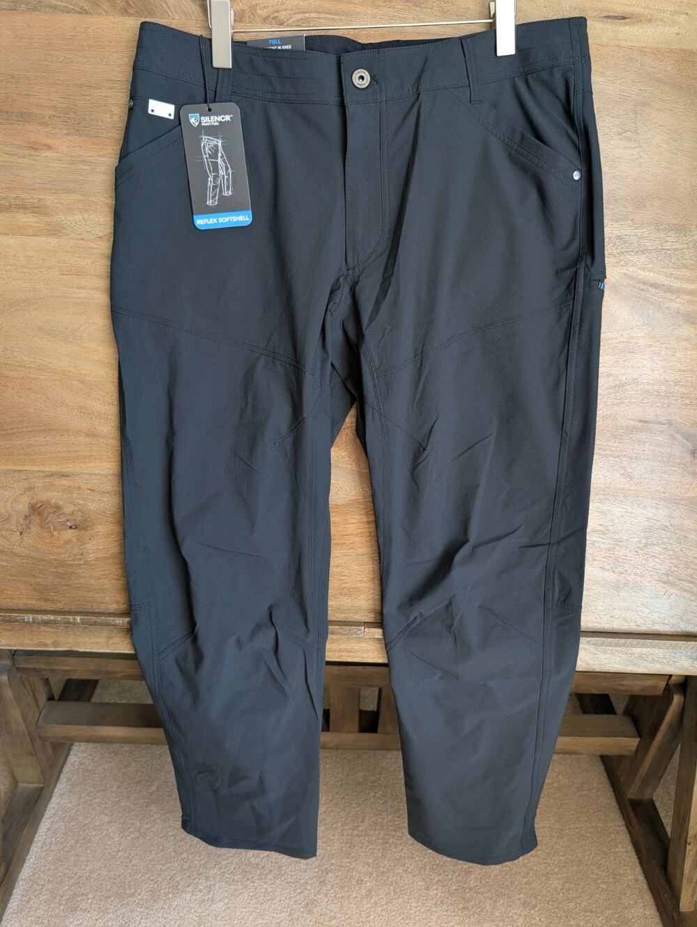 NWT Kuhl Silencr Full Fit Pants Mens 38x34 Raven Black Ripstop Stretch Hiking